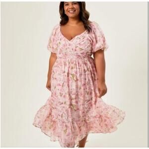 ARULA Pink Floral Midi Dress
